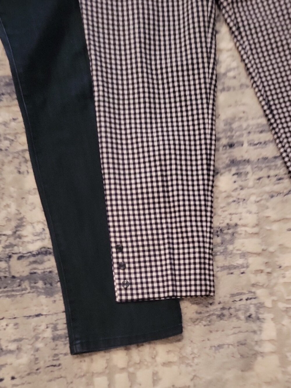 Chicos Dark Denim Pants -checked Black/navy Women's Classic Stretch Trousers. 2 - Picture 2 of 8